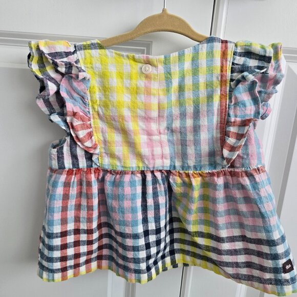 3T Tea Collection Paloma Plaid Woven Ruffle Top - Picture 4 of 5